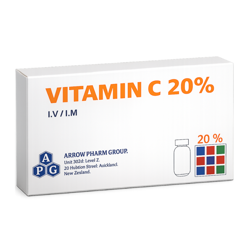 Vitamin C 20% - أمبولات فيتامين سى المركزة لنضارة فائقة وعلاج الخطوط البيضاء فى البشرة